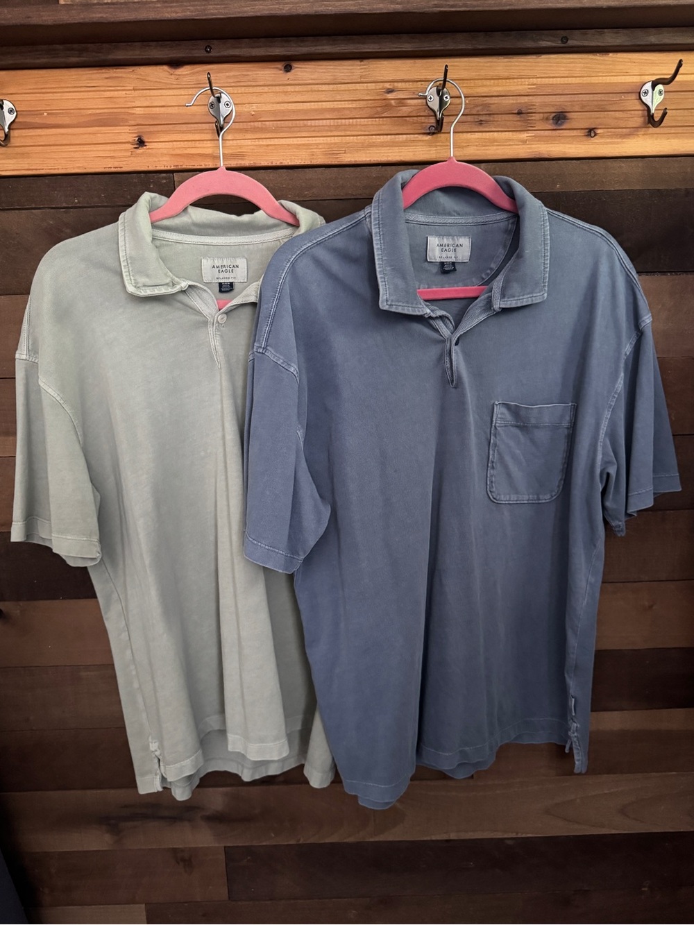 Classic American Eagle Garment-Dyed Polo Shirt - Slate Blue & Sage Men’s Medium
